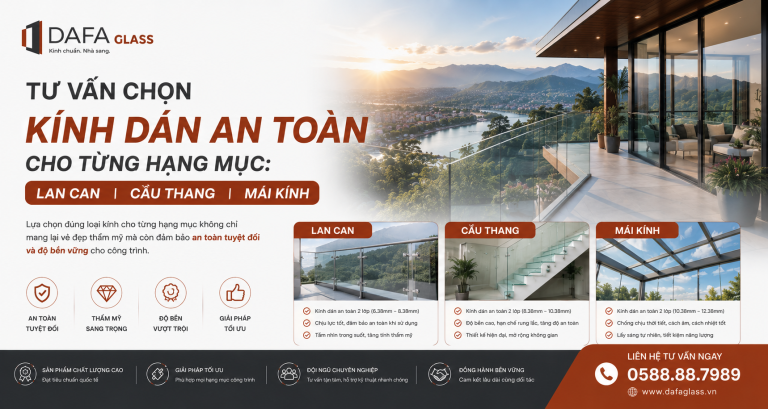 Tư Vấn Chọn Kính Dán An Toàn Cho Từng Hạng Mục: Lan Can, Cầu Thang, Mái Kính