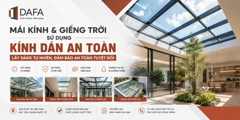 Mái Kính & Giếng Trời Sử Dụng Kính Dán An Toàn: Lấy Sáng Tự Nhiên, Đảm Bảo An Toàn Tuyệt Đối