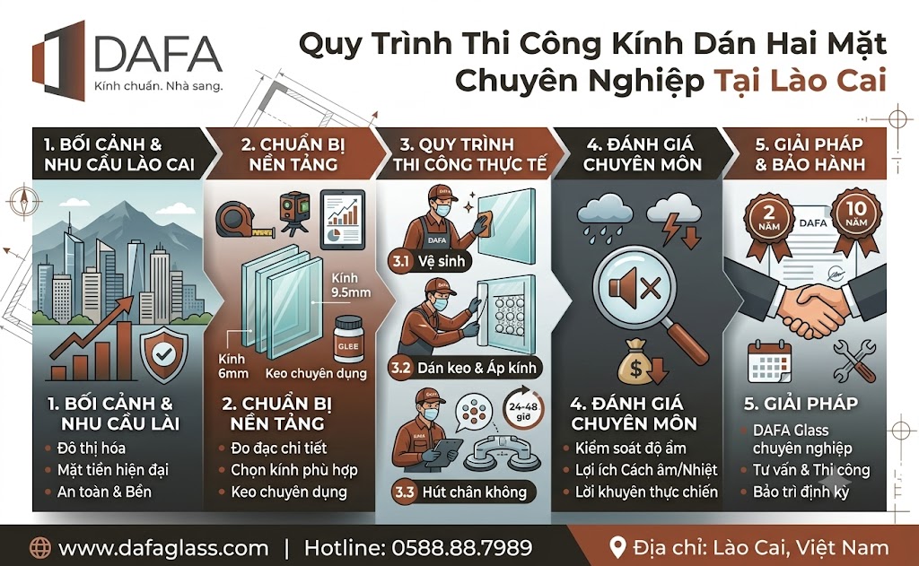 Quy Trình Thi Công Kính Dán Hai Mặt Chuyên Nghiệp Tại Lào Cai